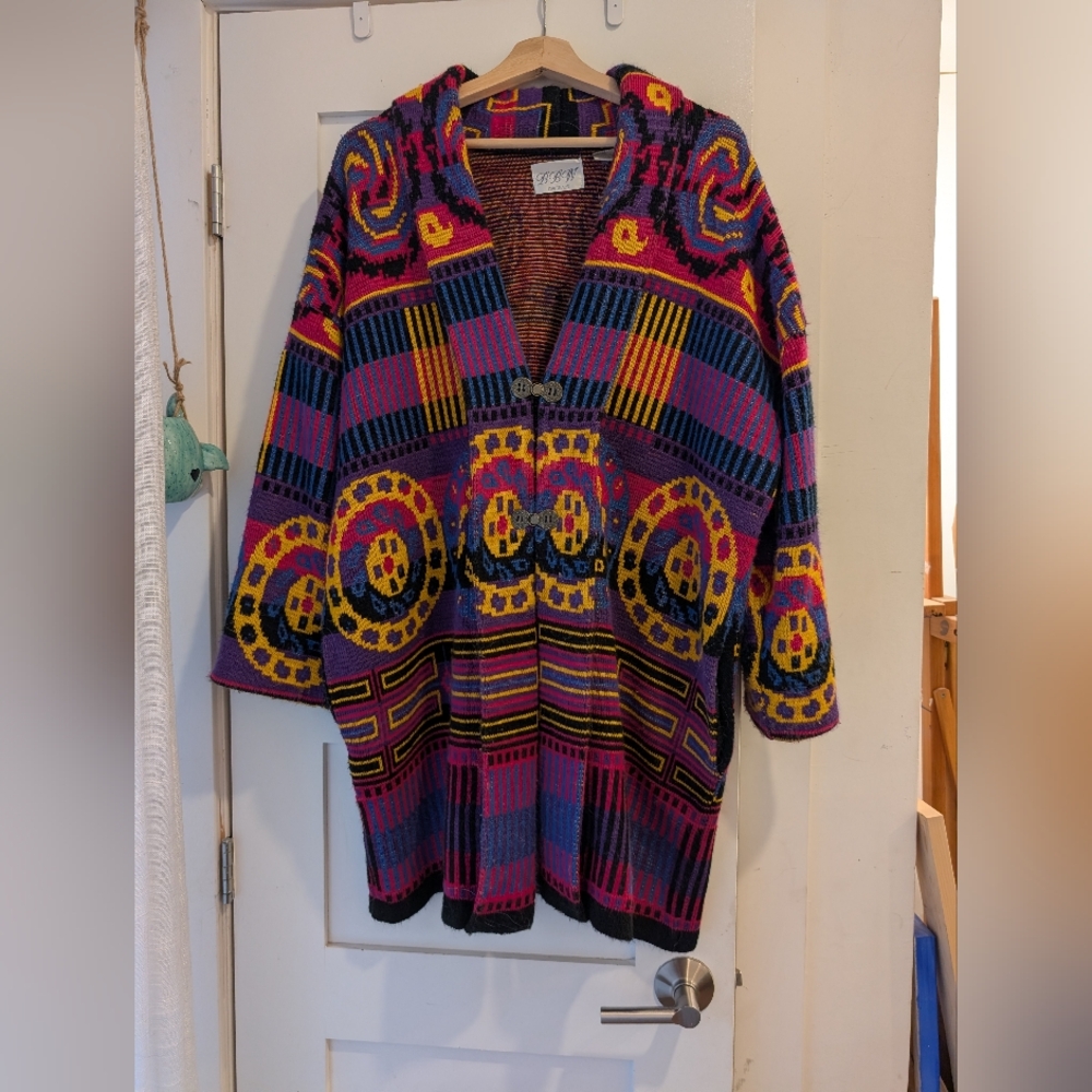Colorful Geometric Knit Cardigan